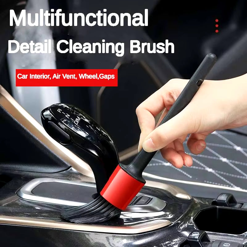 Multifunctional Detail Cleaning Brush Set PP Handle Premium Natural Boar Hair Car Detailing Brush Interior Exterior Accessories