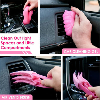 Ultimate Car Cleaning Kit, 17Pcs Car Interior Detailing Kit with High Power Car Vacuum Cleaner Pink Car Cleaning Kit, Car Detailing Kit Interior Cleaner