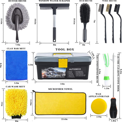 23Pcs Car Detailing Kit - Clay Mitt for Car Detailing, Car Detailing Brush Set, Drill Brush Set, Car Wash Cleaning Tools Kit for Interior Exterior Wheels