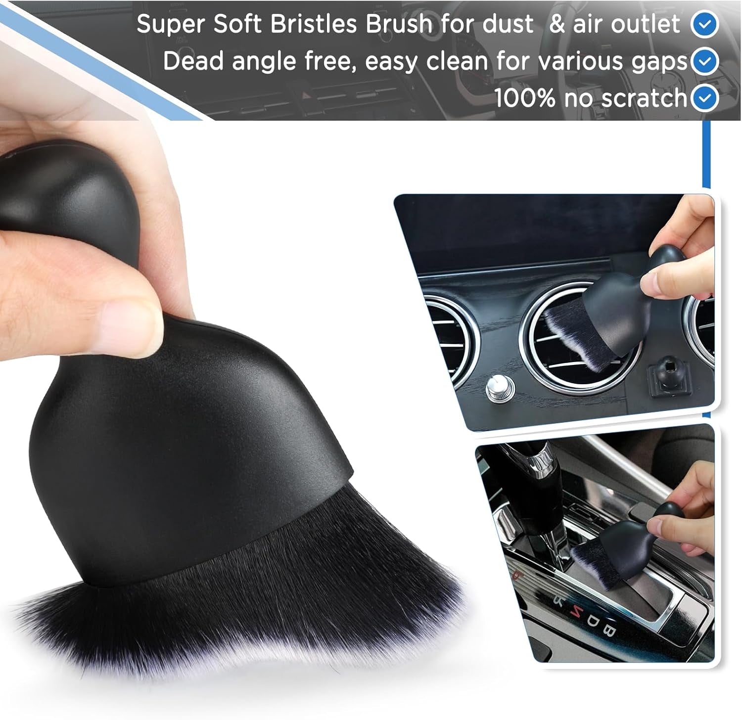 Car Detailing Brush Set, Soft Boar Hair Auto Cleaning Kit, Perfect for Automotive Duster,Wheels,Dashboard,Interior,Exterior,Leather,Air Vents,Engines