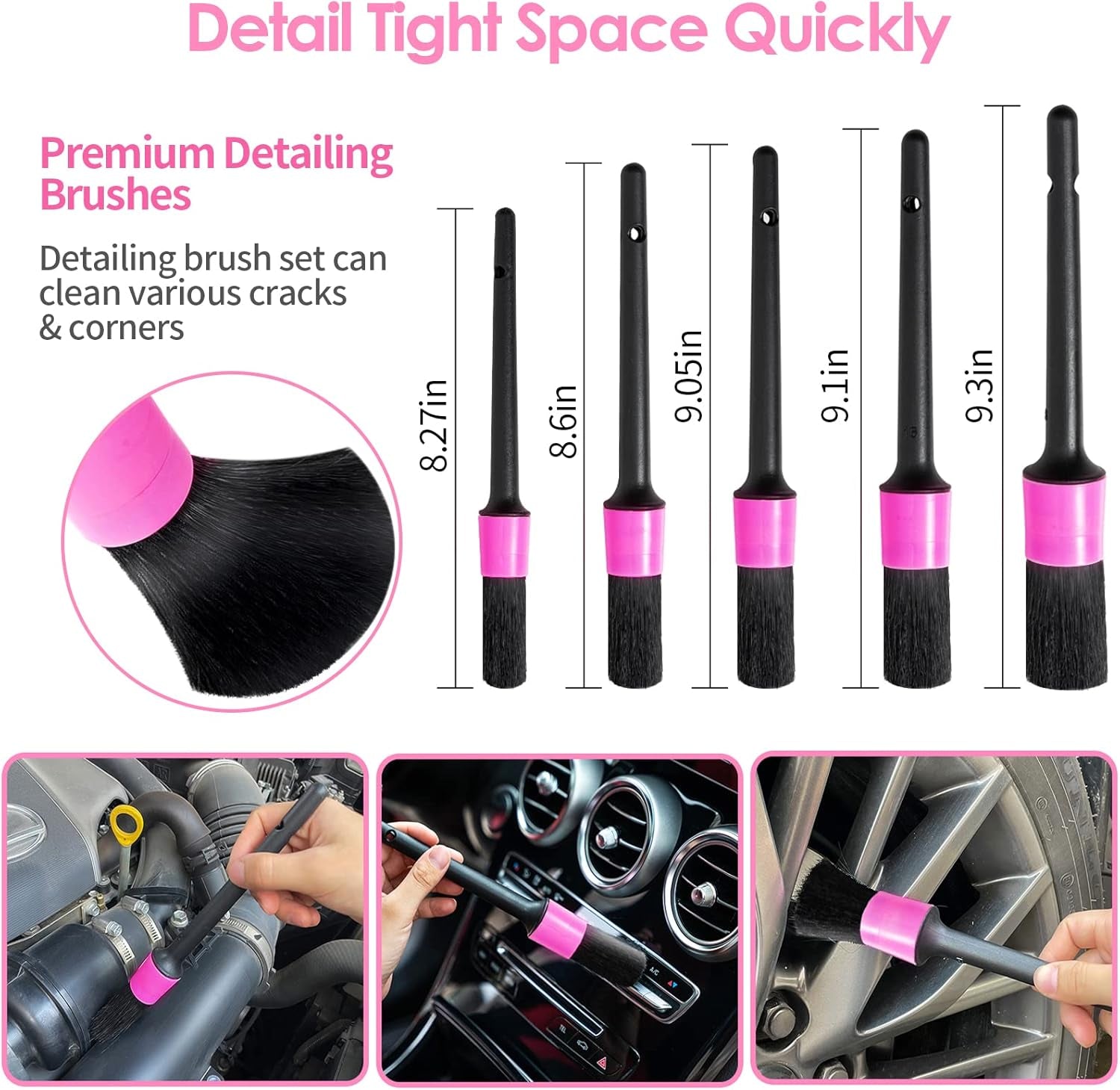 Ultimate Car Cleaning Kit, 17Pcs Car Interior Detailing Kit with High Power Car Vacuum Cleaner Pink Car Cleaning Kit, Car Detailing Kit Interior Cleaner